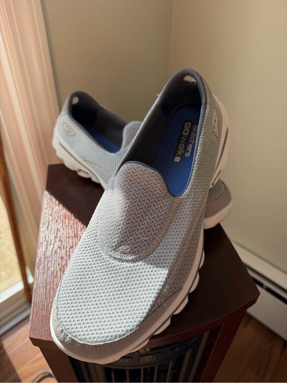 Brand new, never worn Skechers GOwalk Slip-On Mesh Loafers in Light Gray